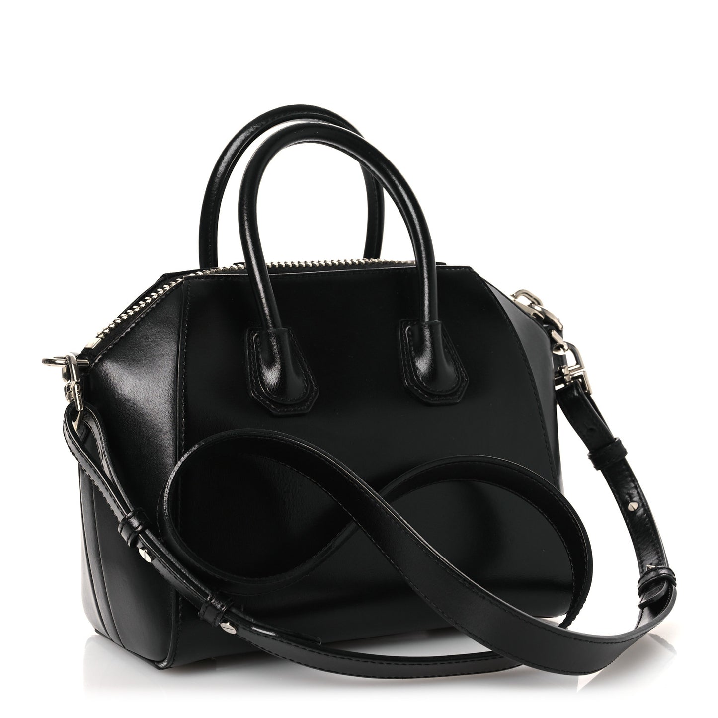 Shiny Lord Calfskin Mini Antigona Black