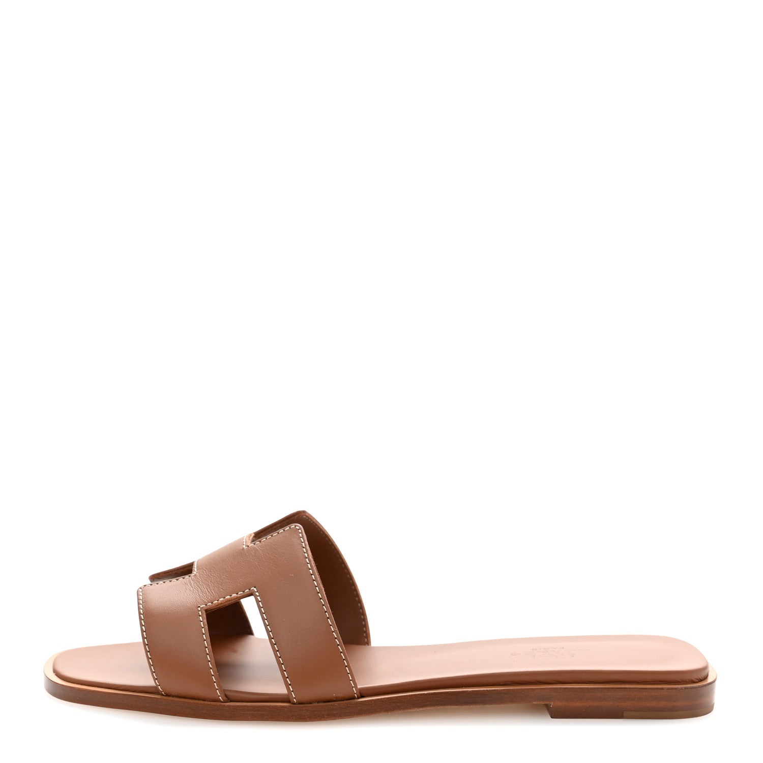 Hermes Box Calfskin Oran Sandals 38.5 Gold 1 of 10