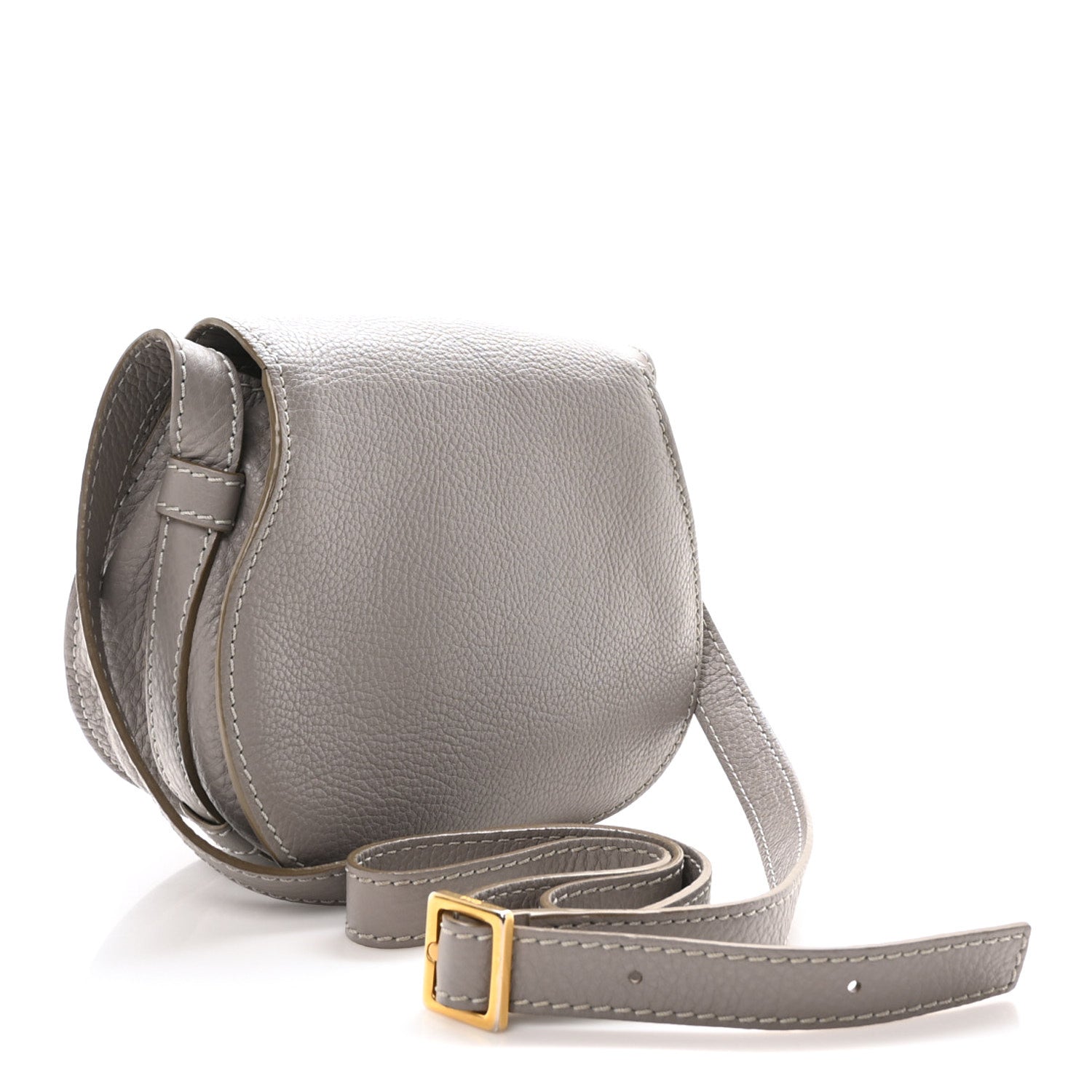 Chloe Grained Calfskin Small Marcie Saddle Bag Cashmere Grey 3 of 10