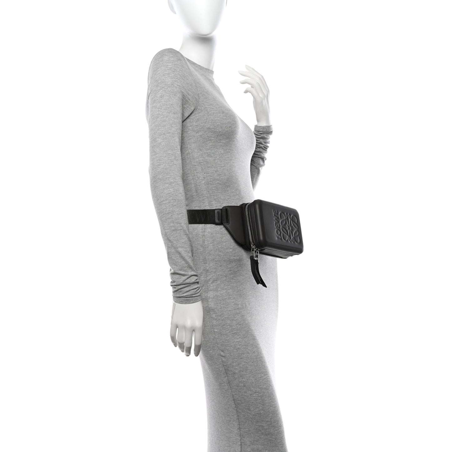Calfskin Molded Sling Crossbody Bag Dark Grey