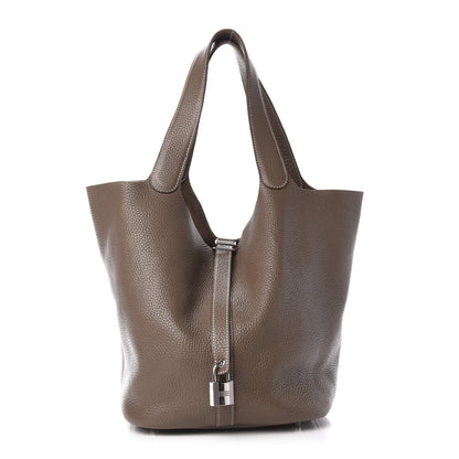 Hermes Taurillon Clemence Picotin Lock 26 GM Etoupe 1 of 11