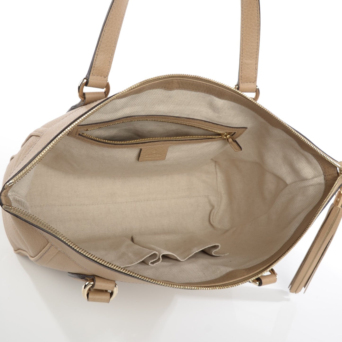 Pebbled Calfskin Small Soho Top Handle Bag Cream