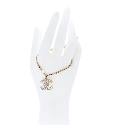 Chanel Pearl Crystal CC Bracelet Light Gold 2 of 6