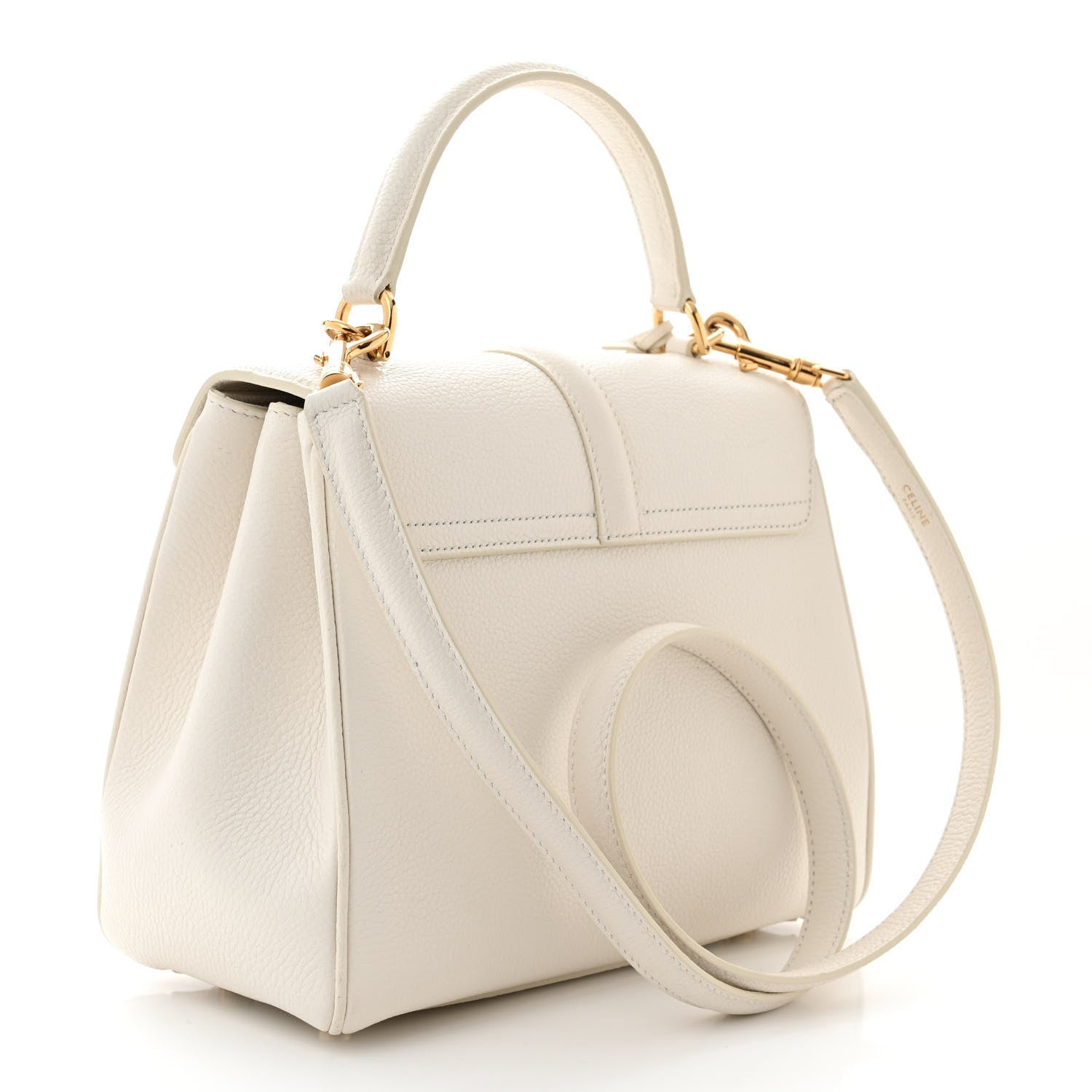 Celine Grained Calfskin Small 16 Top Handle Bag White 3 of 11