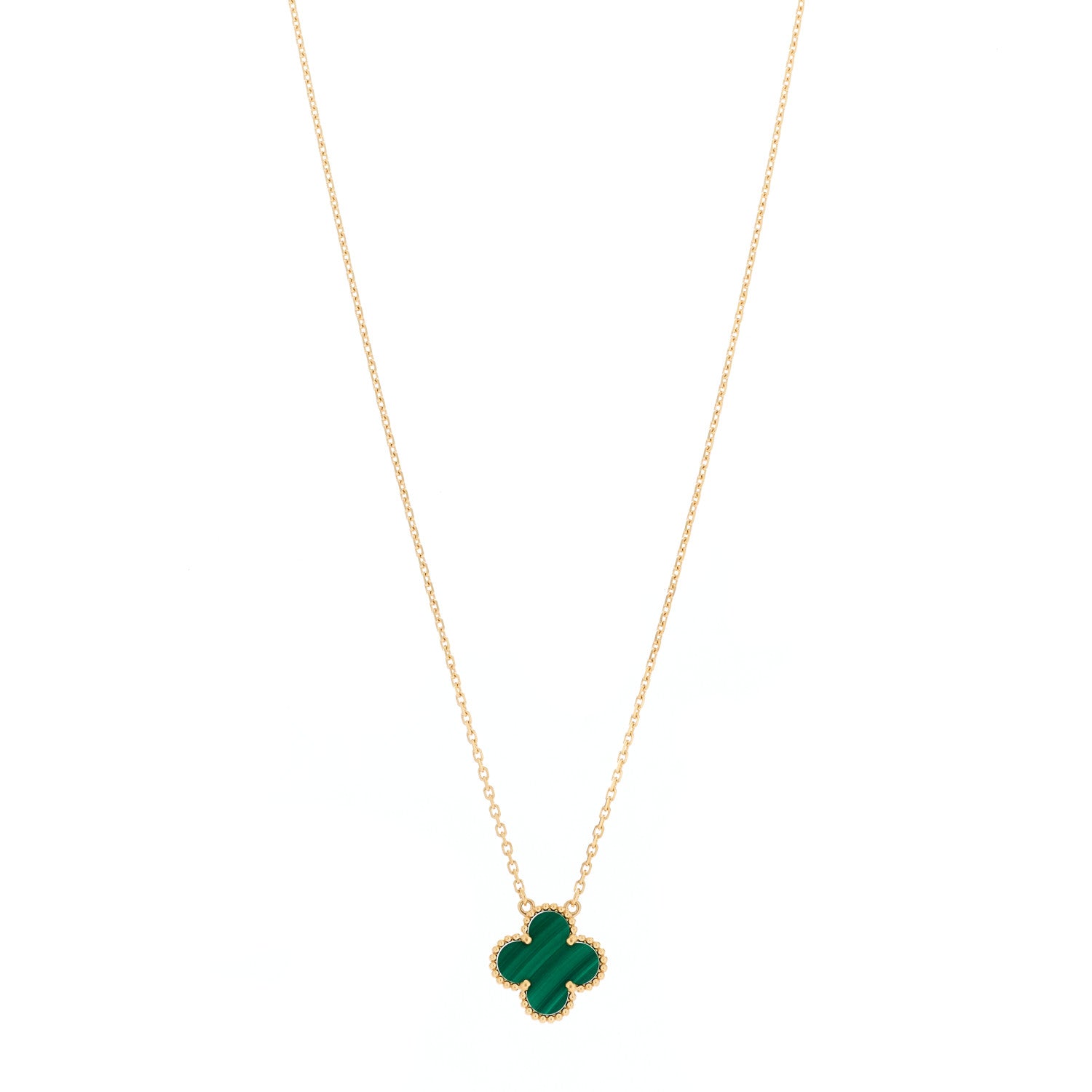 Van Cleef & Arpels 18K Yellow Gold Malachite Vintage Alhambra Pendant Necklace 1 of 7