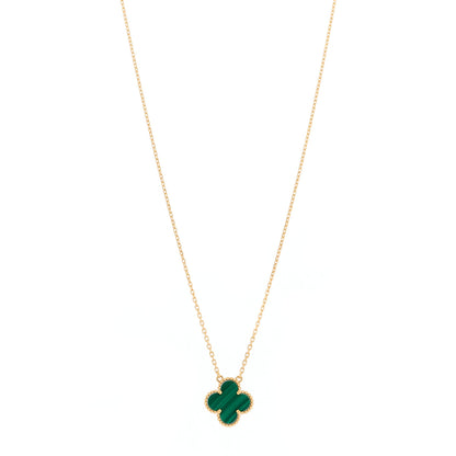 Van Cleef & Arpels 18K Yellow Gold Malachite Vintage Alhambra Pendant Necklace 1 of 7
