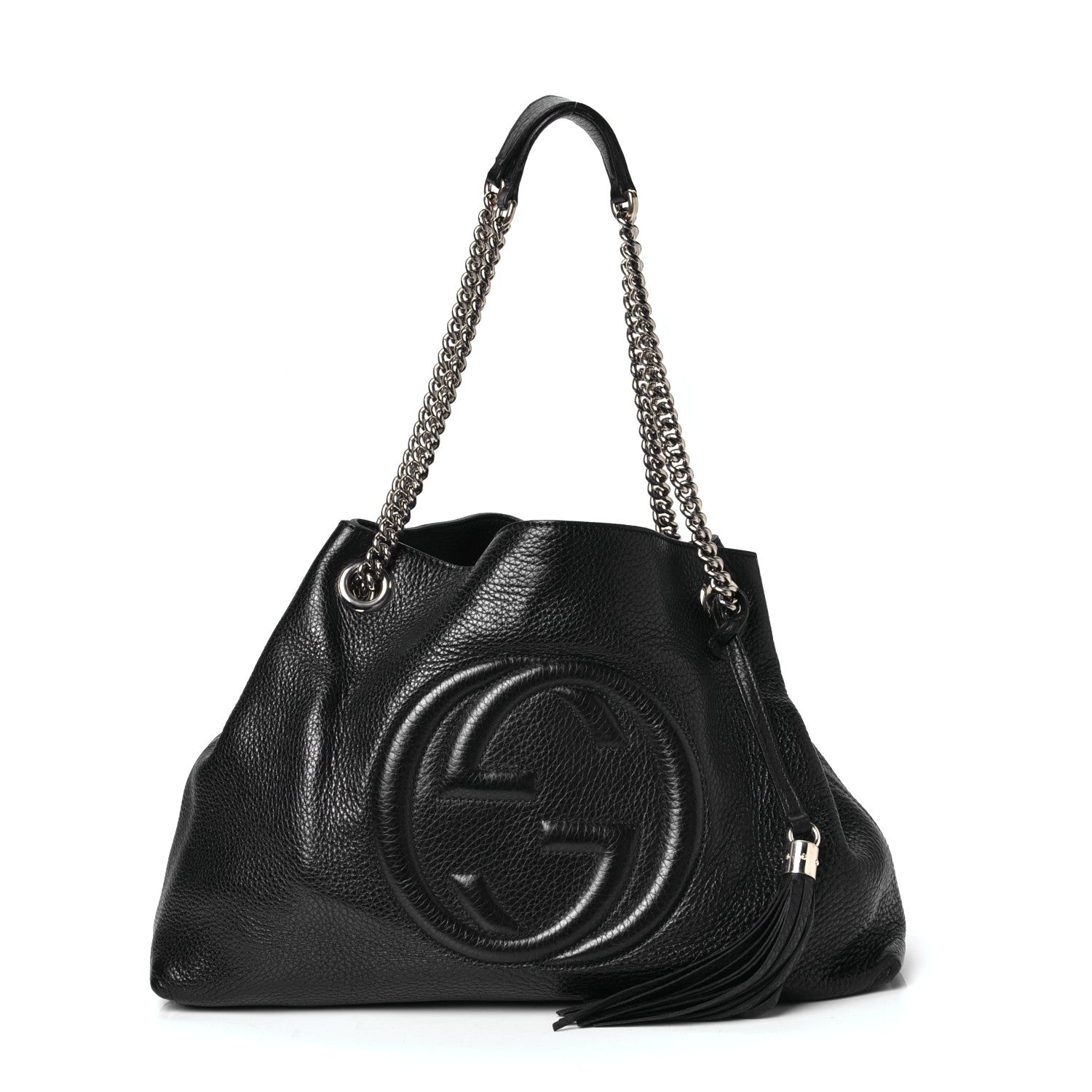 Gucci Pebbled Calfskin Medium Soho Chain Shoulder Bag Black 1 of 4