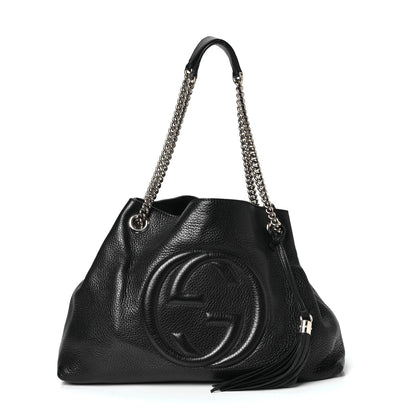 Gucci Pebbled Calfskin Medium Soho Chain Shoulder Bag Black 1 of 4