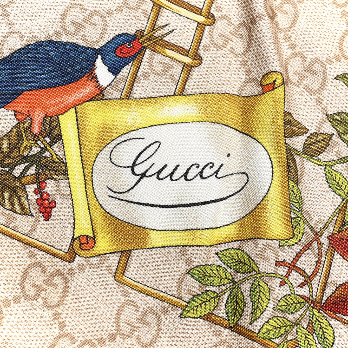 Silk Twill GG Monogram Floral Square Scarf Brown Multicolor