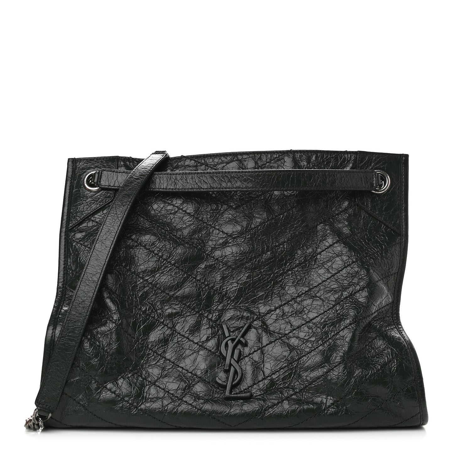 Crinkled Calfskin Matelasse Monogram Medium Niki Shopper Tote New Vert