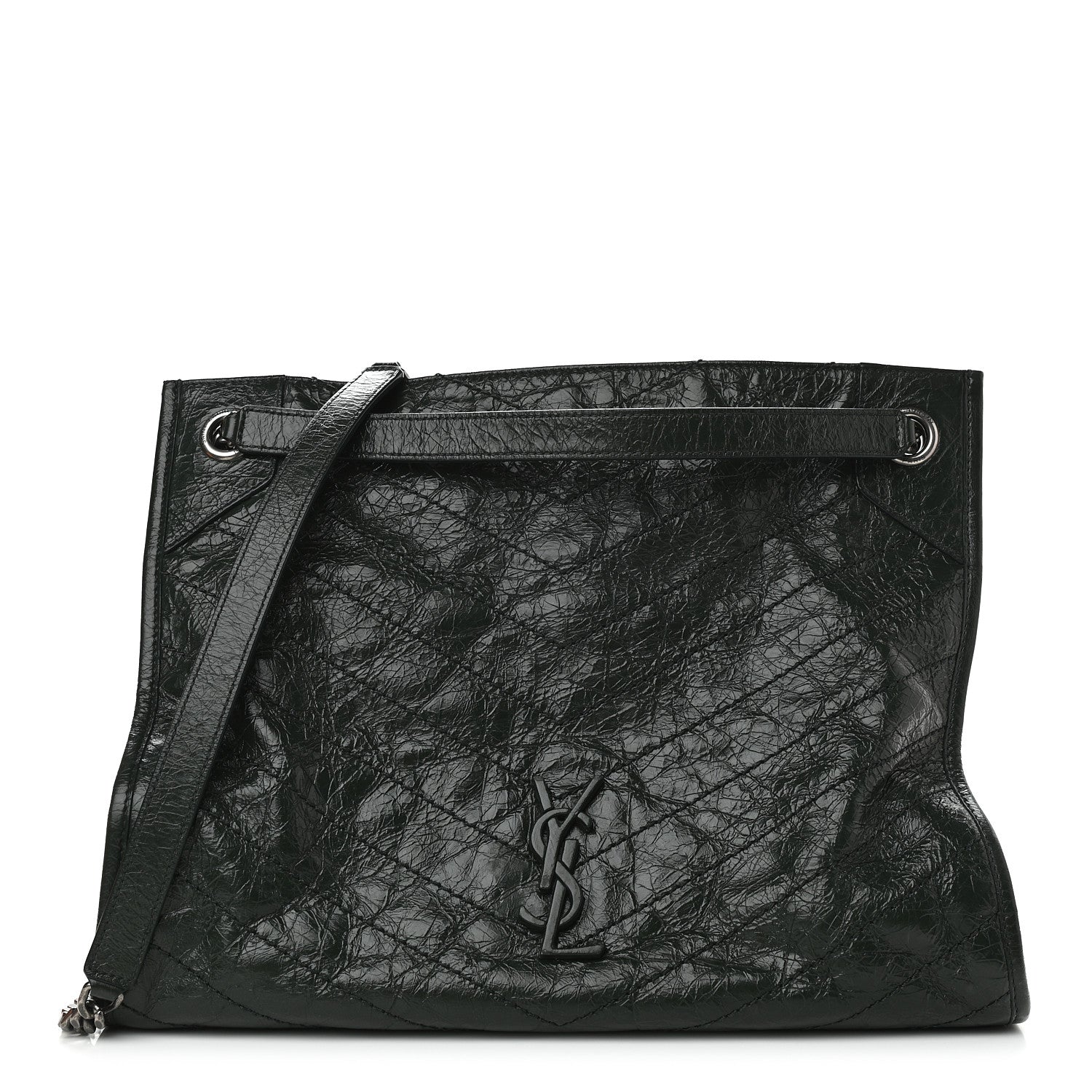 Saint Laurent Crinkled Calfskin Matelasse Monogram Medium Niki Shopper Tote New Vert 1 of 8