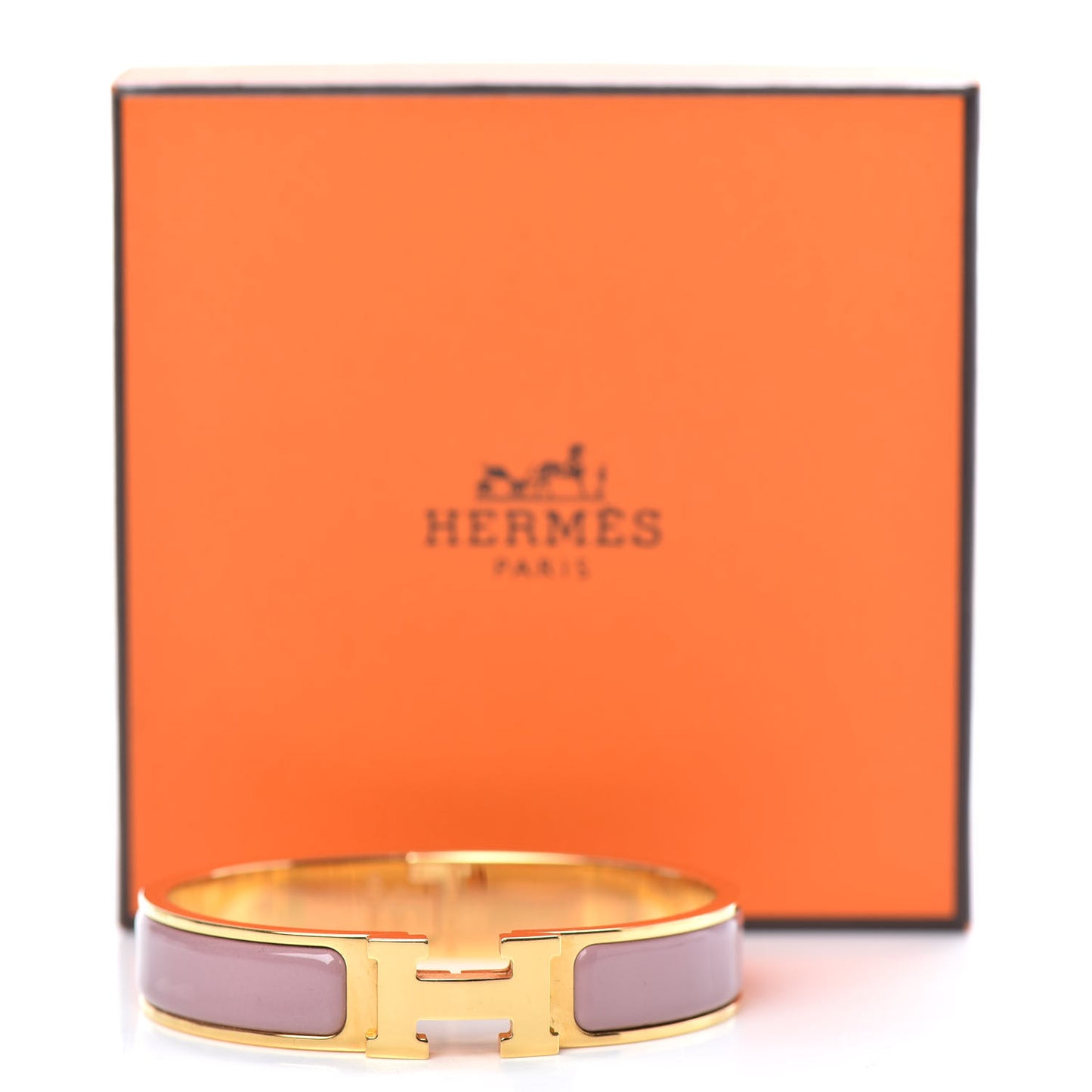 Enamel Narrow Clic Clac H Bracelet PM Bois De Rose