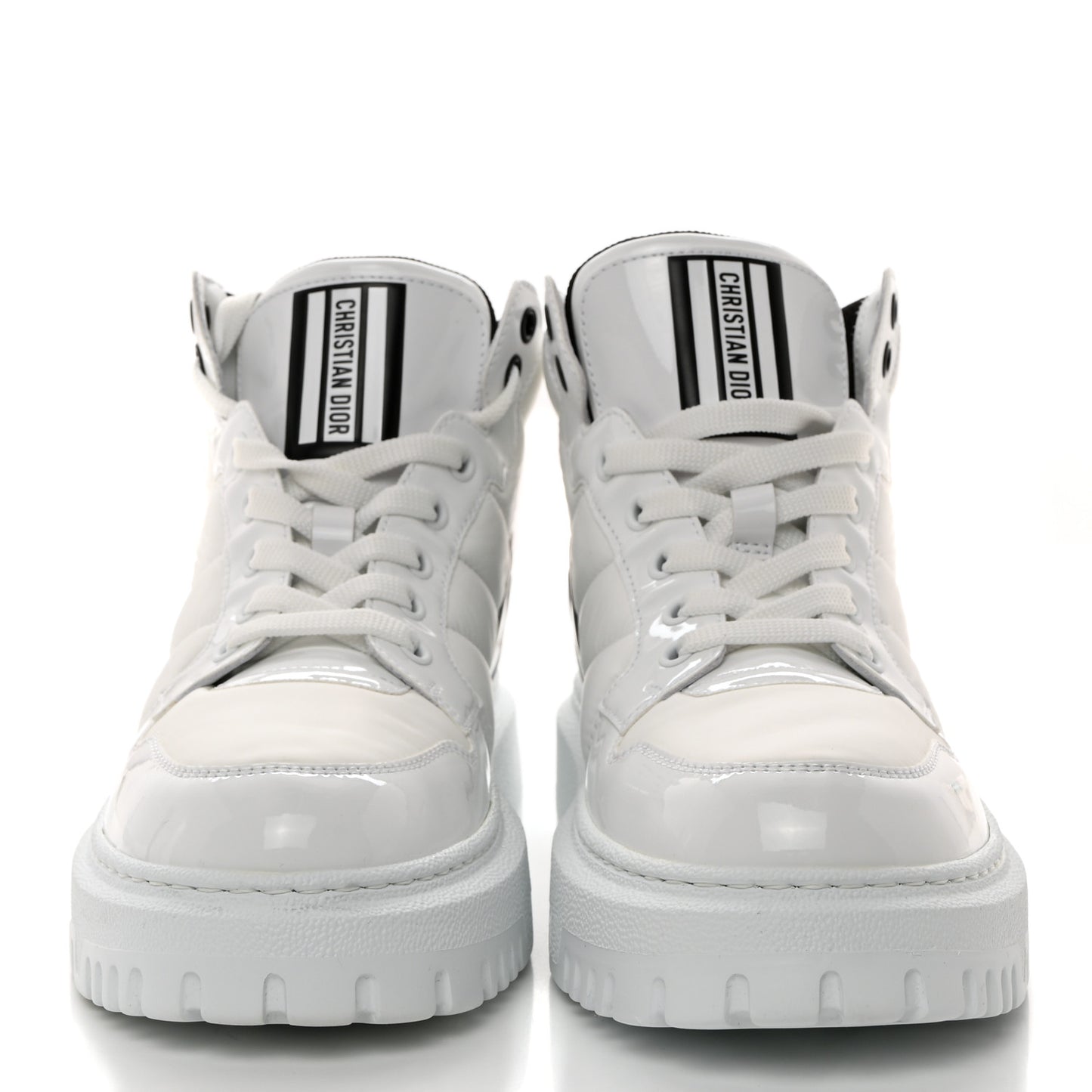 CHRISTIAN DIOR Nylon Fabric Womens D-Player High Top Sneakers 37 White Black