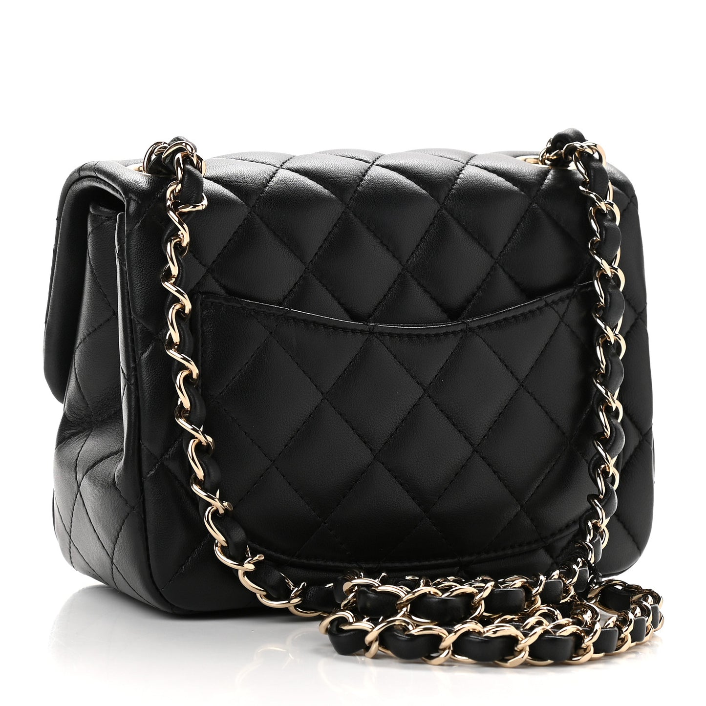 Lambskin Quilted Mini Square Flap Black