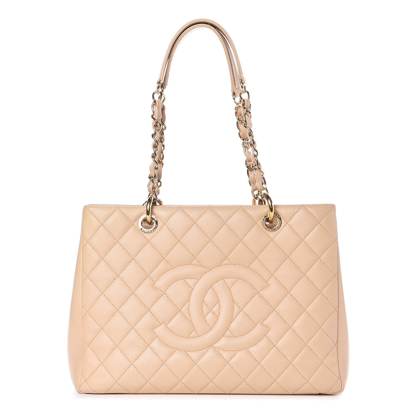Caviar Quilted Grand Shopping Tote GST Beige Clair
