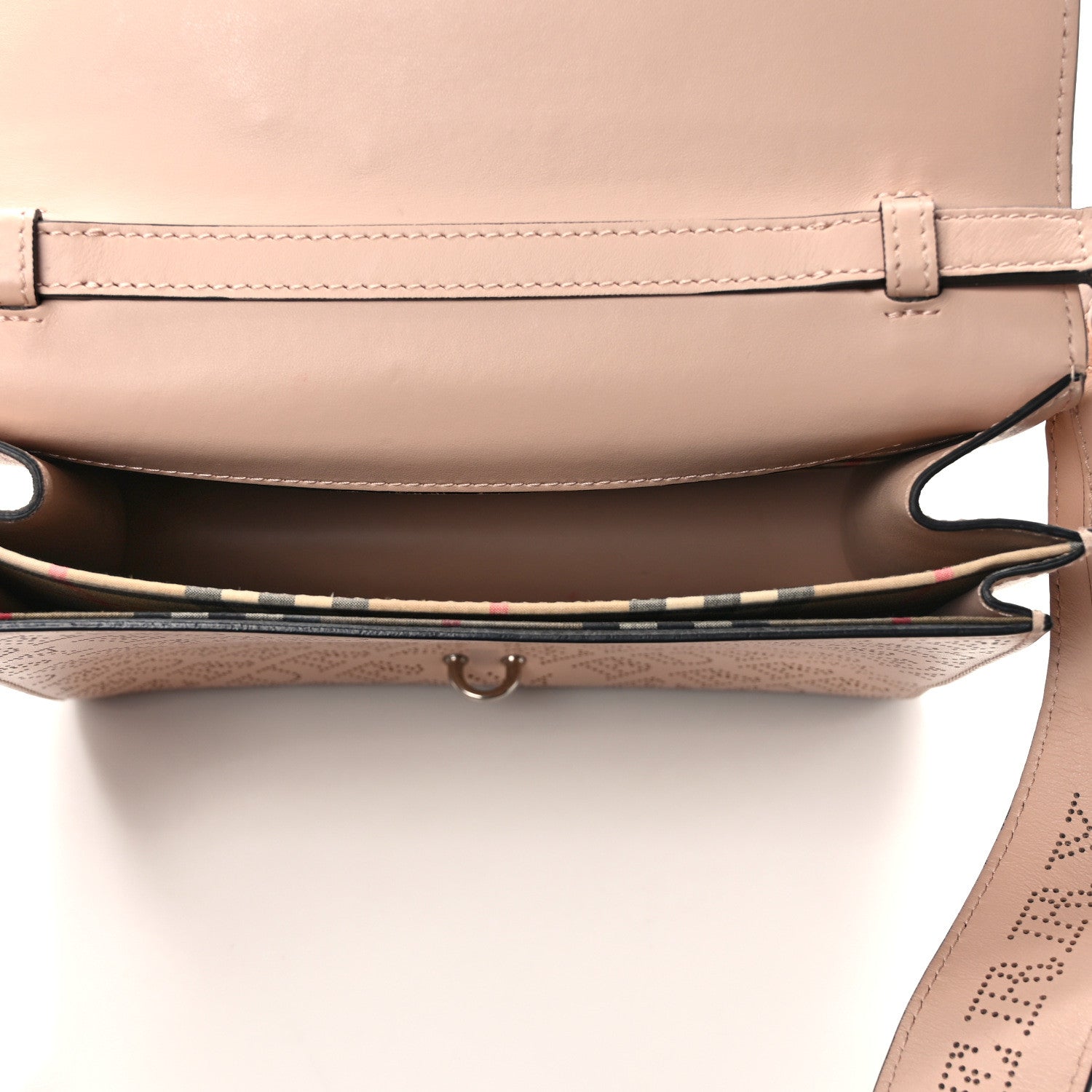 Burberry Calfskin Perforated Small Macken Crossbody Bag Pale Fawn Pink 5 of 11