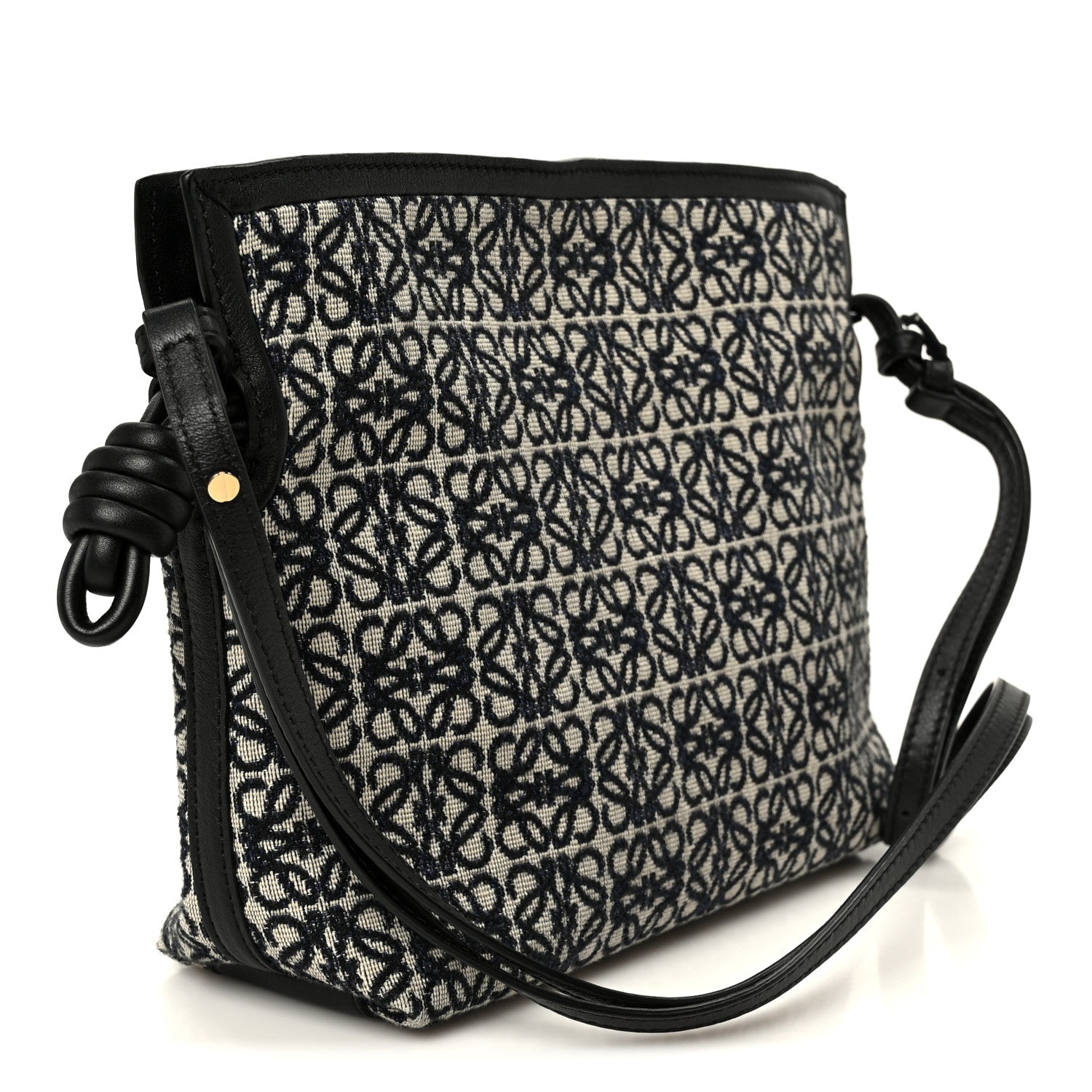Loewe Jacquard Anagram Calfskin Mini Flamenco Knot Clutch Navy Black 3 of 11