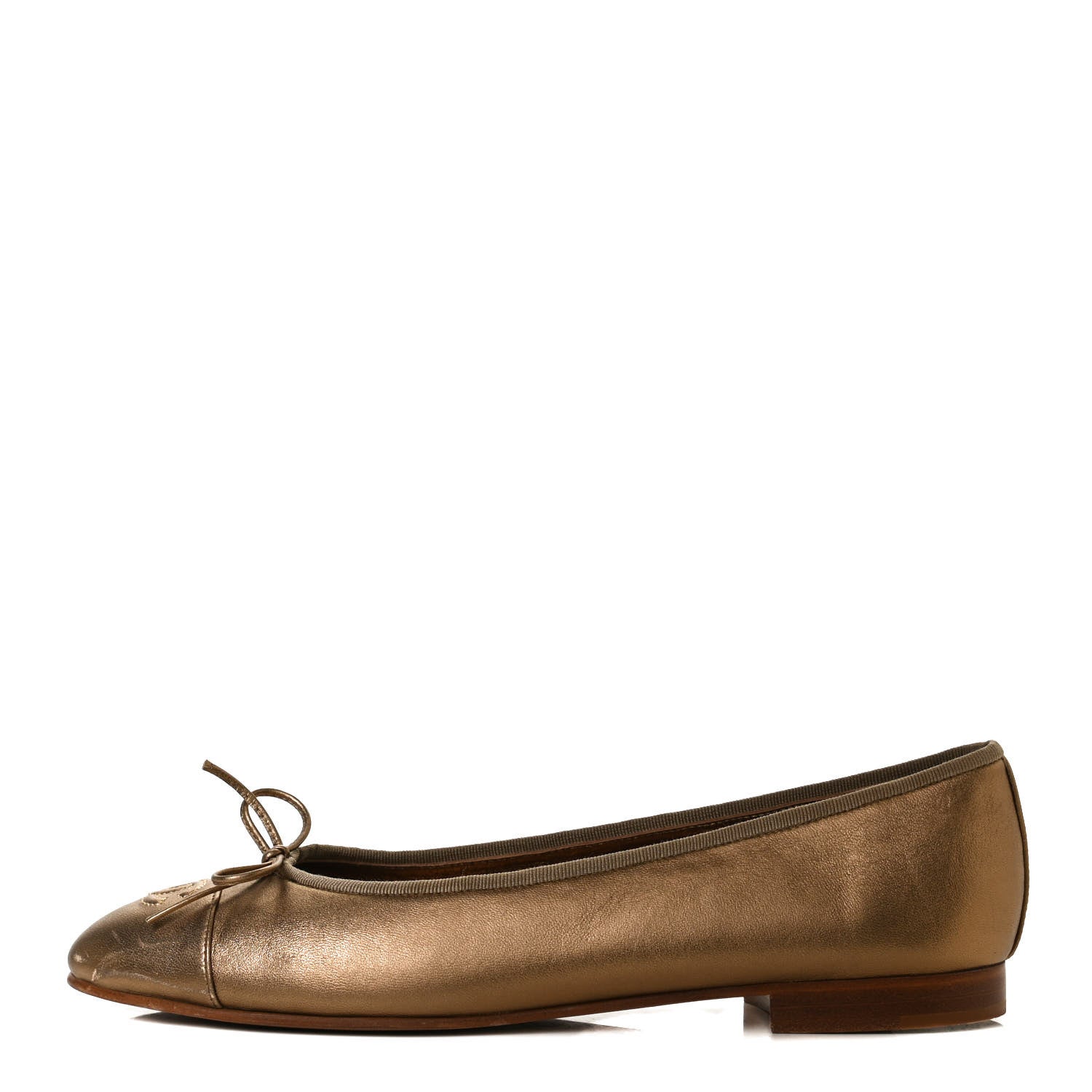Chanel Metallic Lambskin CC Cap Toe Ballerina Flats 41 Bronze 1 of 14
