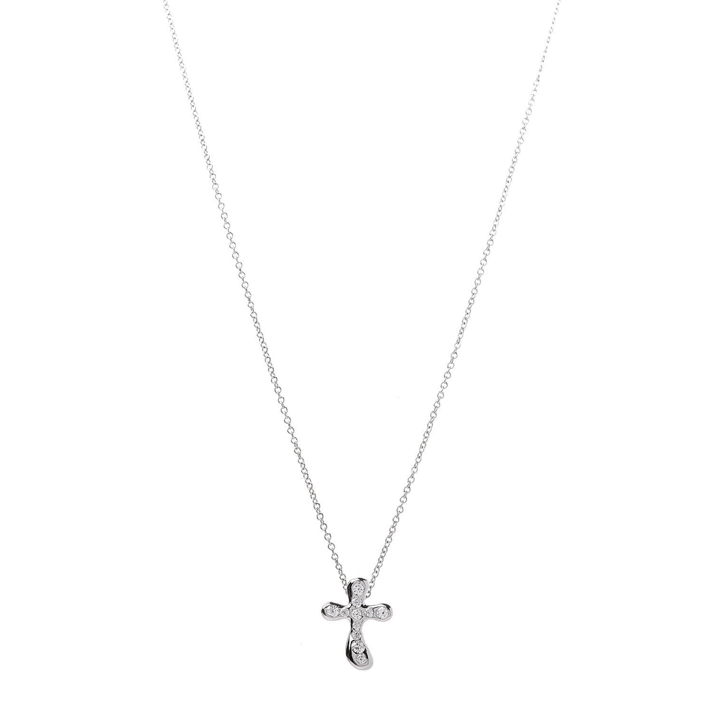 Platinum Diamond 14mm Elsa Peretti Cross Pendant Necklace