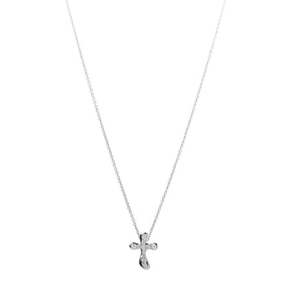 Tiffany Platinum Diamond 14mm Elsa Peretti Cross Pendant Necklace 1 of 8