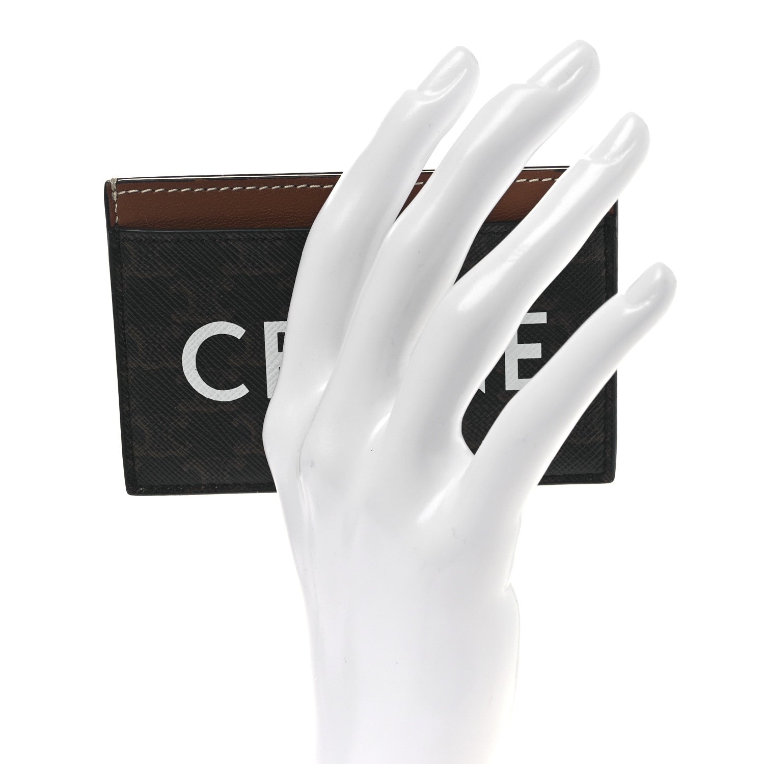 Celine Triomphe Canvas Card Holder Tan 2 of 6