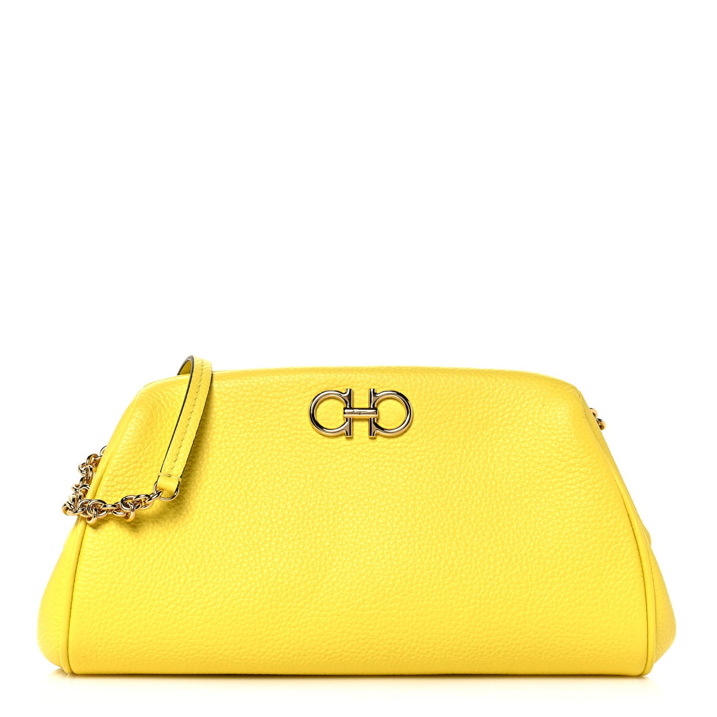 Calfskin Small Gancini Crossbody Canary Yellow