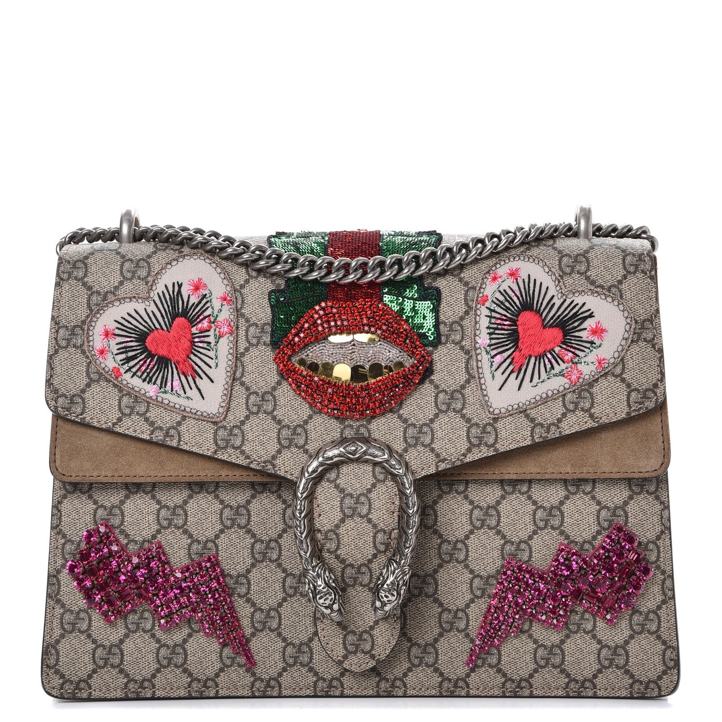 GG Supreme Monogram Embroidered Medium Dionysus Shoulder Bag Taupe