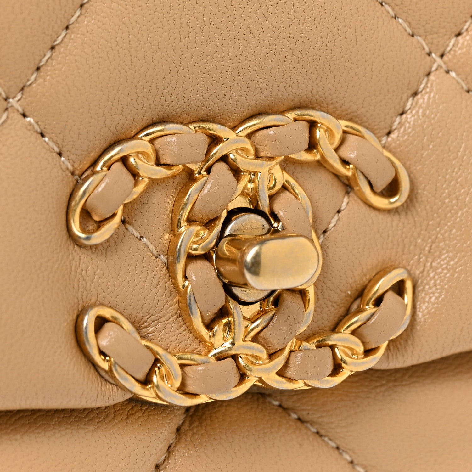Chanel Goatskin Quilted Chanel 19 Waist Bag Dark Beige 10 of 11