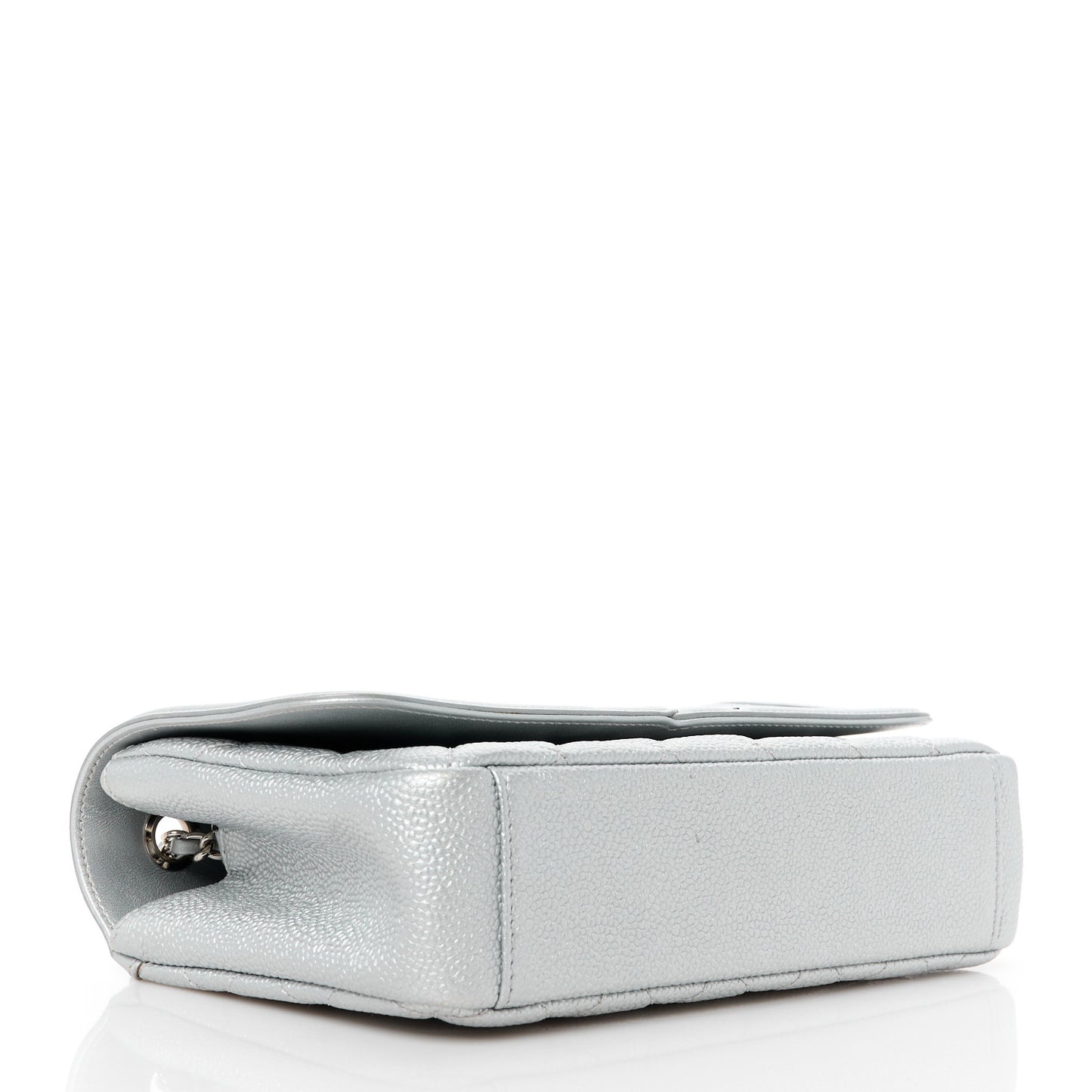 Metallic Caviar Quilted Small CC Filigree Flap Silver