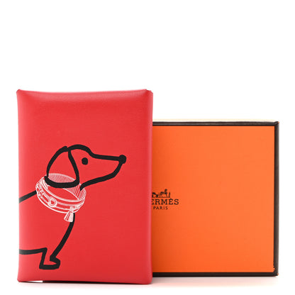 Hermes Swift Teckel a Collier Calvi Duo Card Case Rouge De Coeur 8 of 8