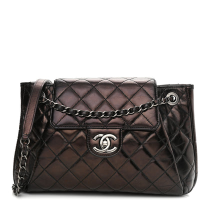 Chanel Glazed Calfskin Quilted Accordion Flap Black 2 of 9