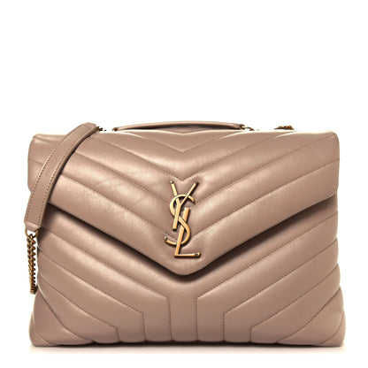 Saint Laurent Calfskin Y Quilted Monogram Medium Loulou Chain Satchel Dark Latte 1 of 4