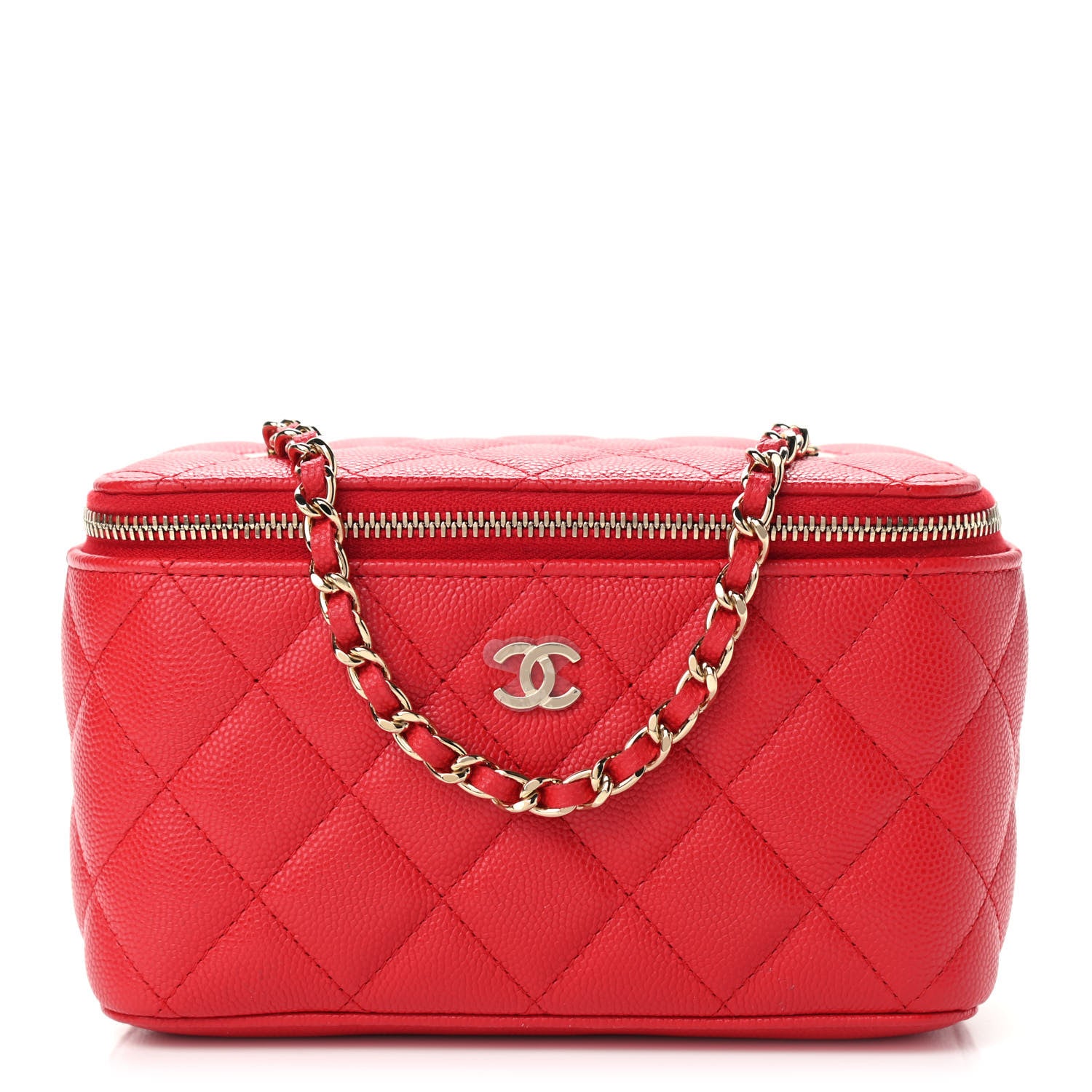 Chanel Caviar Quilted Small Vanity Case With Chain Red 1 of 9
