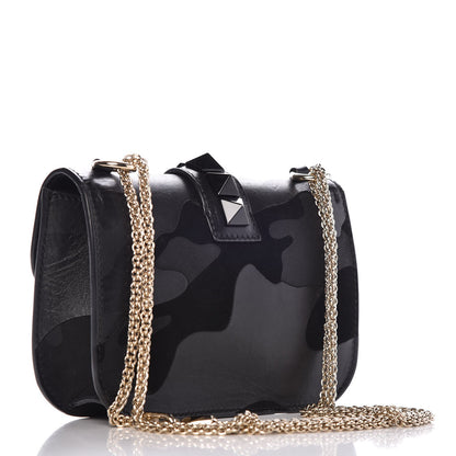 Valentino Garavani Nappa Camouflage Small Glam Lock Rockstud Flap Black 3 of 8