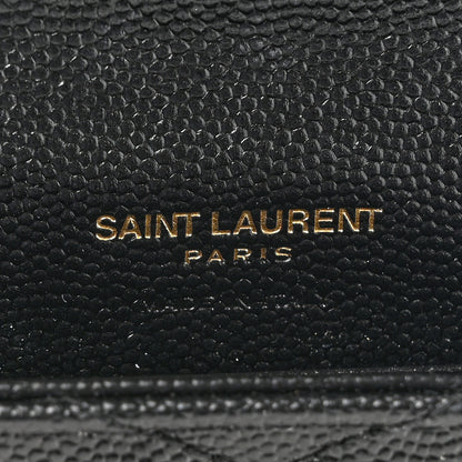 Saint Laurent Grain De Poudre Matelasse Chevron Small Monogram Envelope Wallet Black 6 of 11