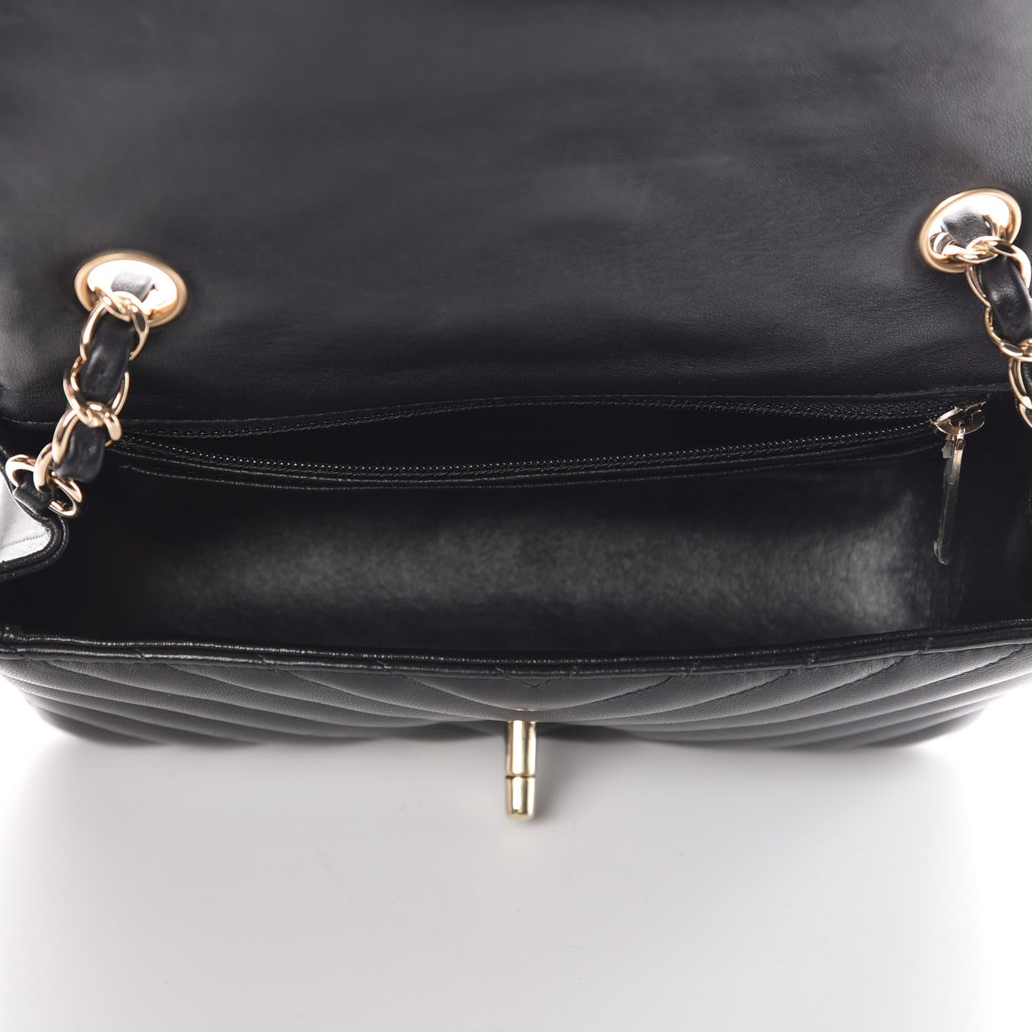 Lambskin Chevron Quilted Mini Rectangular Flap Black