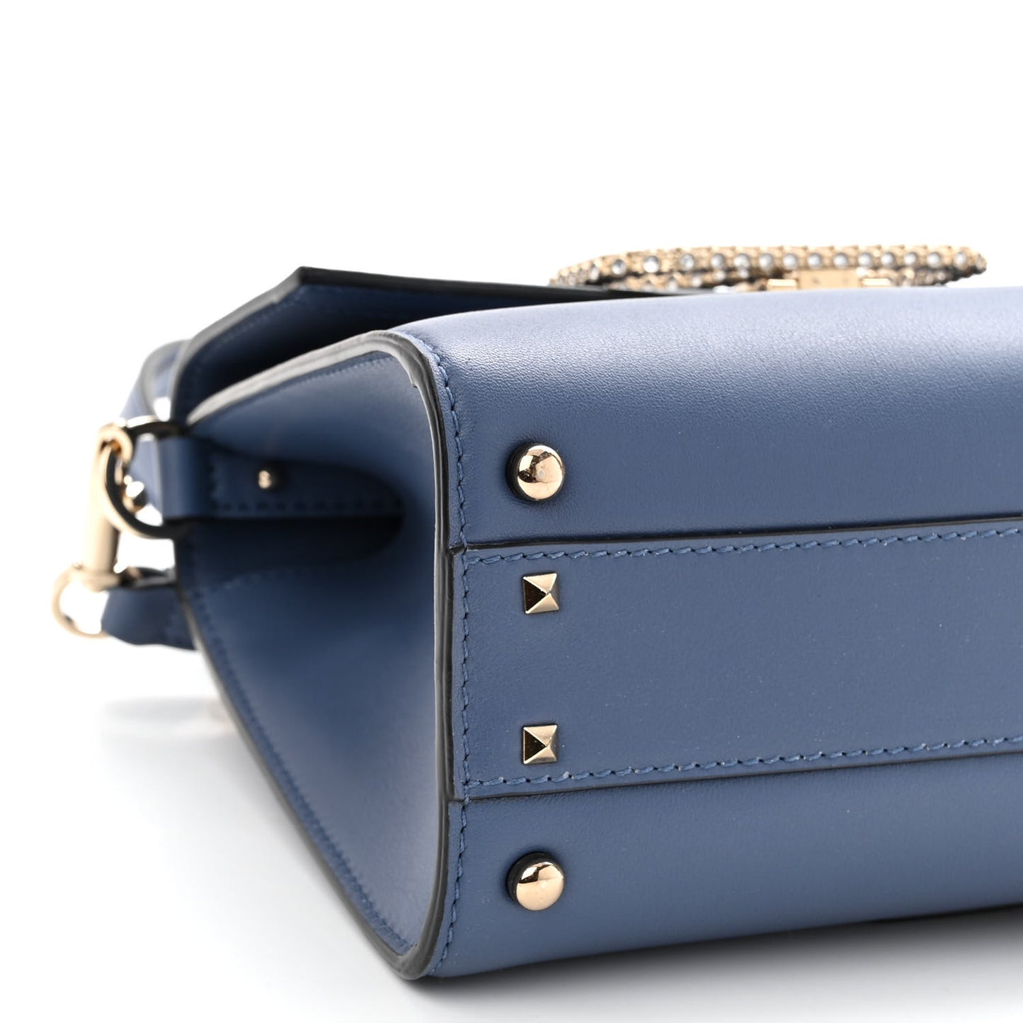 Calfskin Crystal Small VSling Top Handle Bag Ultramarine