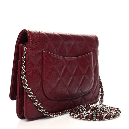 Chanel Caviar Quilted Wallet on Chain WOC Burgundy 3 of 11