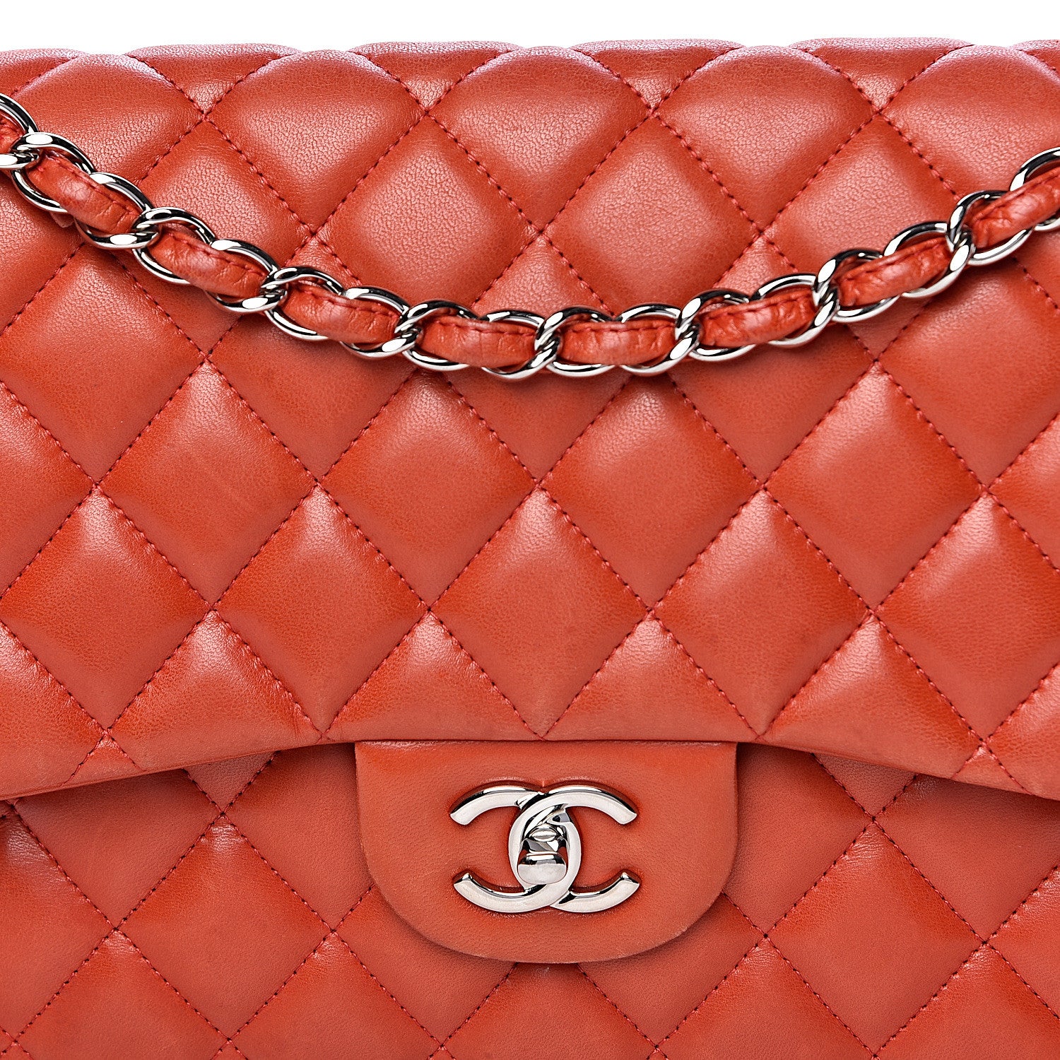 Chanel Lambskin Quilted Jumbo Double Flap Red 18 of 18