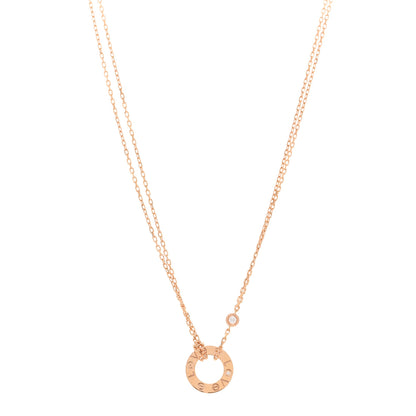 Cartier 18K Pink Gold 2 Diamond LOVE Necklace 1 of 5
