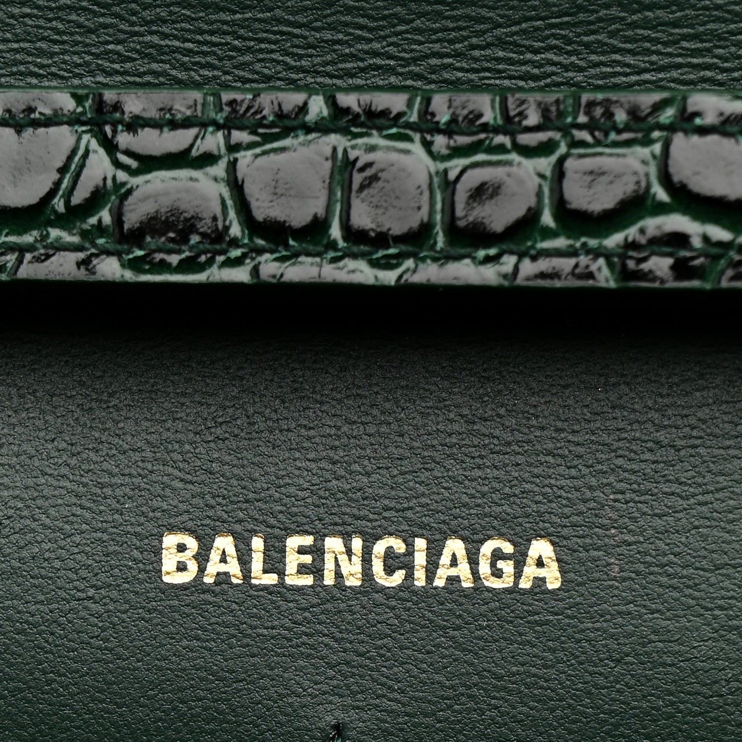 Shiny Calfskin Crocodile Embossed Hourglass Chain Bag Forest Green Forest Green
