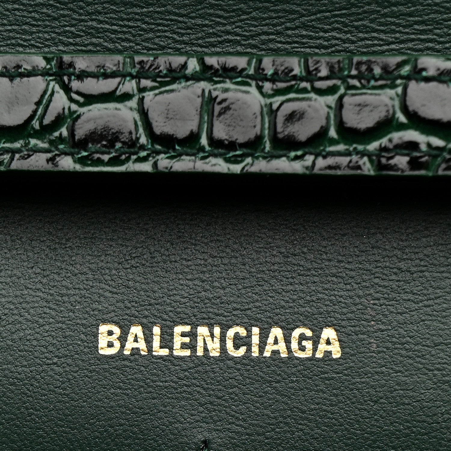 Balenciaga Shiny Calfskin Crocodile Embossed Hourglass Chain Bag Forest Green Forest Green 6 of 11