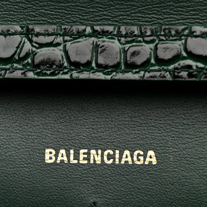 Balenciaga Shiny Calfskin Crocodile Embossed Hourglass Chain Bag Forest Green Forest Green 6 of 11