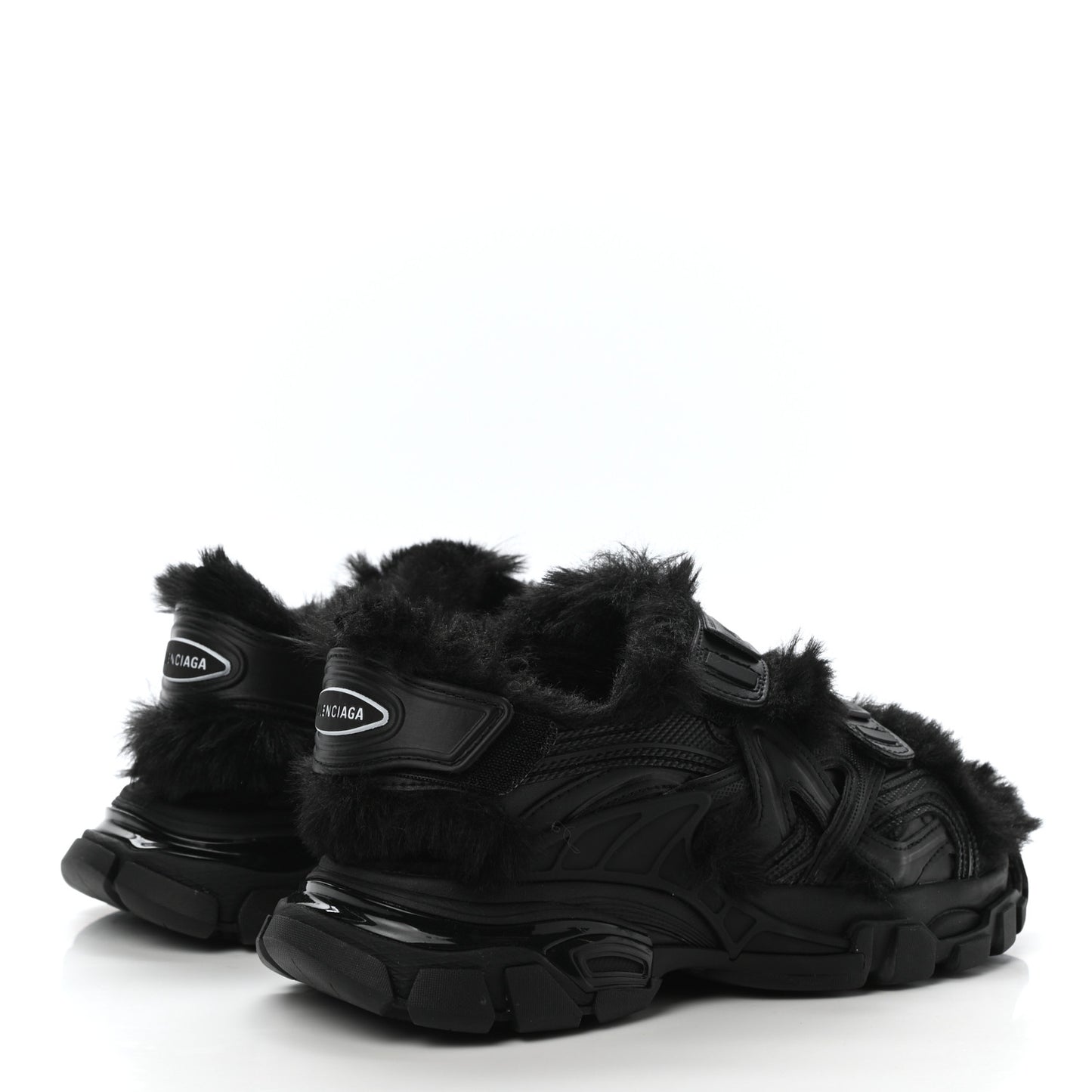 Faux Fur Rubber Mesh Womens Track Sandals 36 Black