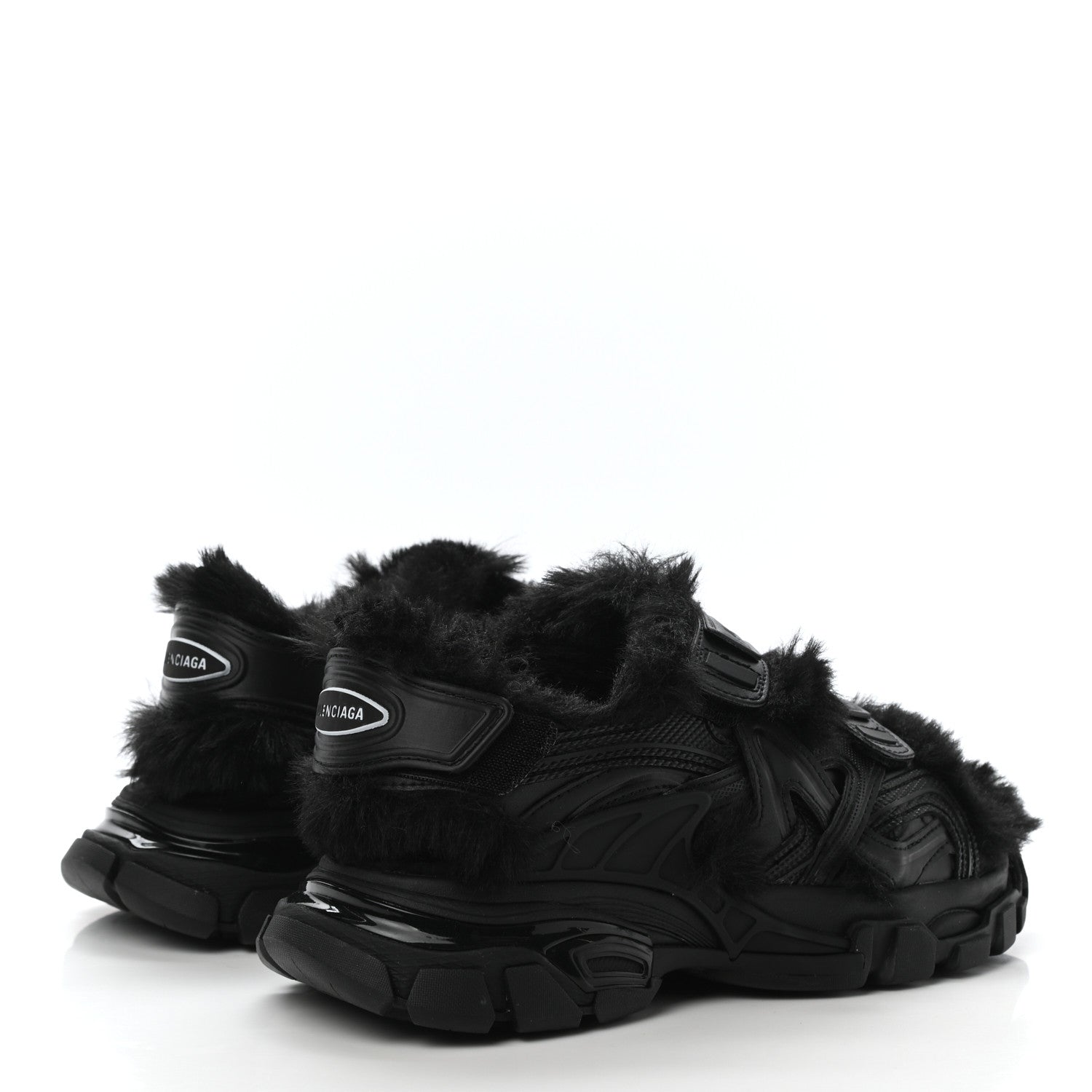 Balenciaga Faux Fur Rubber Mesh Womens Track Sandals 36 Black 3 of 5