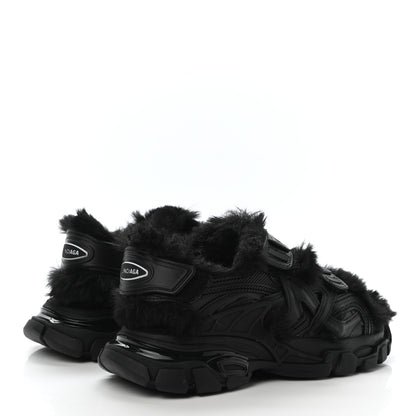 Balenciaga Faux Fur Rubber Mesh Womens Track Sandals 36 Black 3 of 5