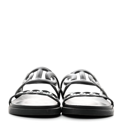 Hermes Nappa Extra Sandals 38.5 Black 2 of 9