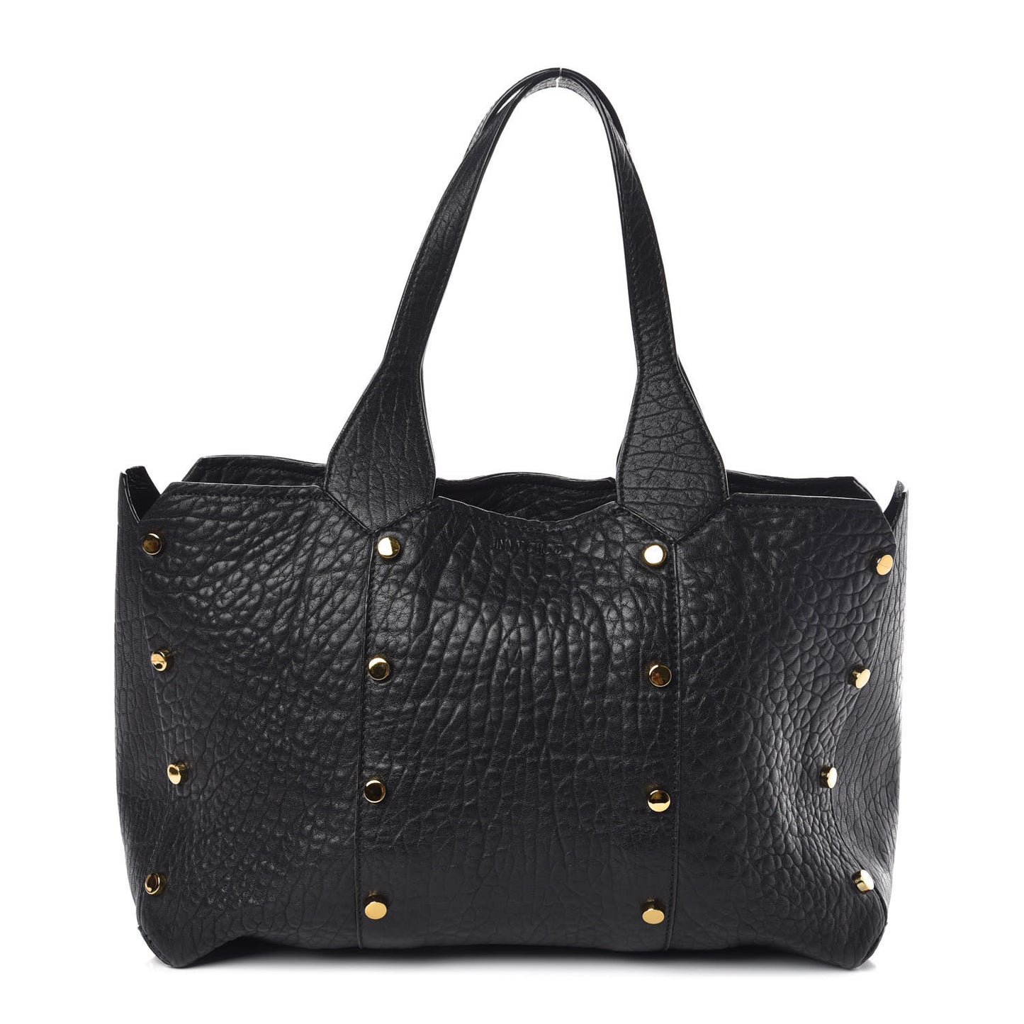 Grained Calfskin Studded Lockett Shopper Tote Black