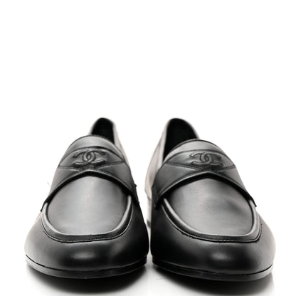 Chanel Calfskin Mens Stitched CC Loafers 42 Black 2 of 14