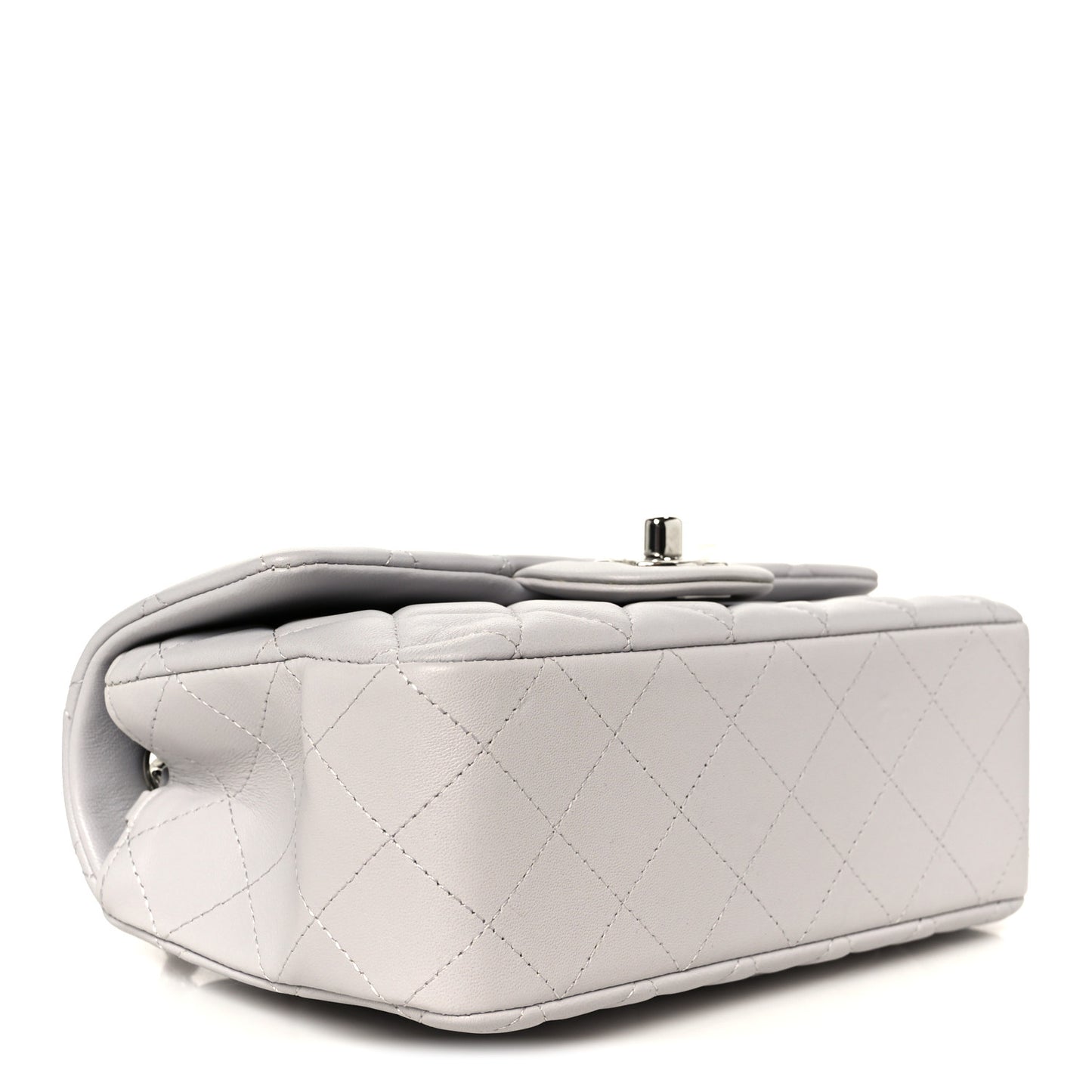 Lambskin Quilted Mini Rectangular Flap Grey